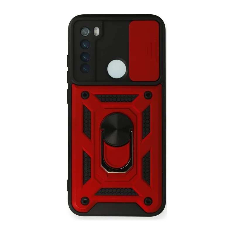 Redmi Note 8 Kılıf Pars Lens Yüzüklü Silikon - Kırmızı