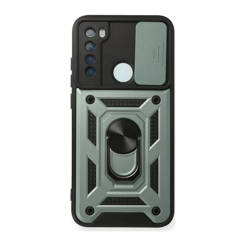 Redmi Note 8 Kılıf Pars Lens Yüzüklü Silikon - Yeşil