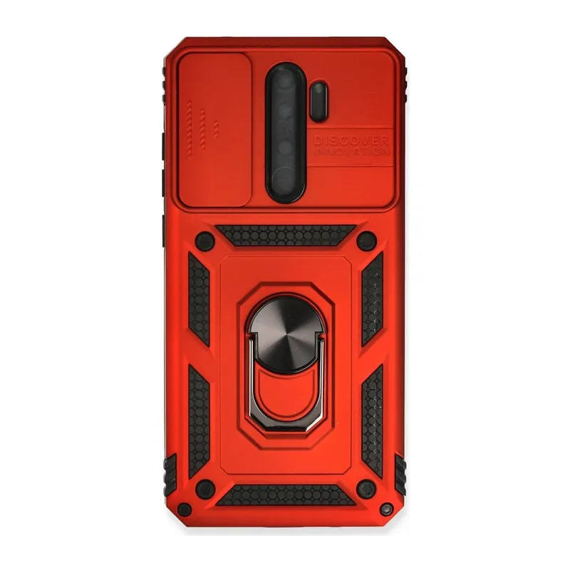 Redmi Note 8 Pro Kılıf Pars Lens Yüzüklü Silikon - Kırmızı