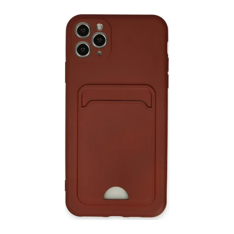 iPhone 11 Pro Max Kılıf Kelvin Kartvizitli Silikon - Bordo