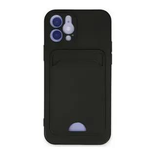 iPhone 12 Kılıf Kelvin Kartvizitli Silikon - Siyah
