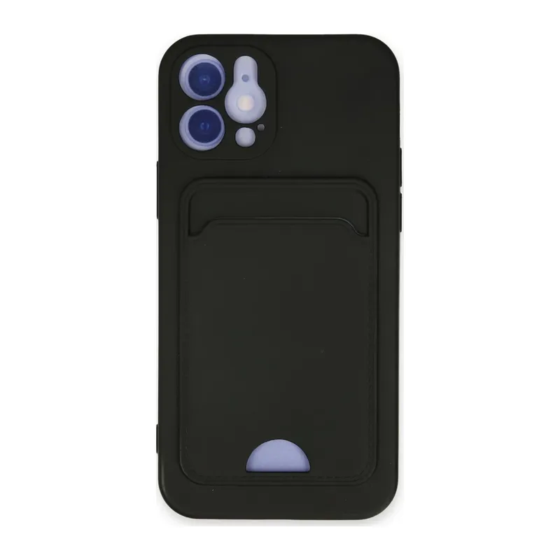 iPhone 12 Kılıf Kelvin Kartvizitli Silikon - Siyah