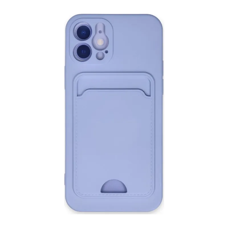 iPhone 12 Kılıf Kelvin Kartvizitli Silikon - Lila