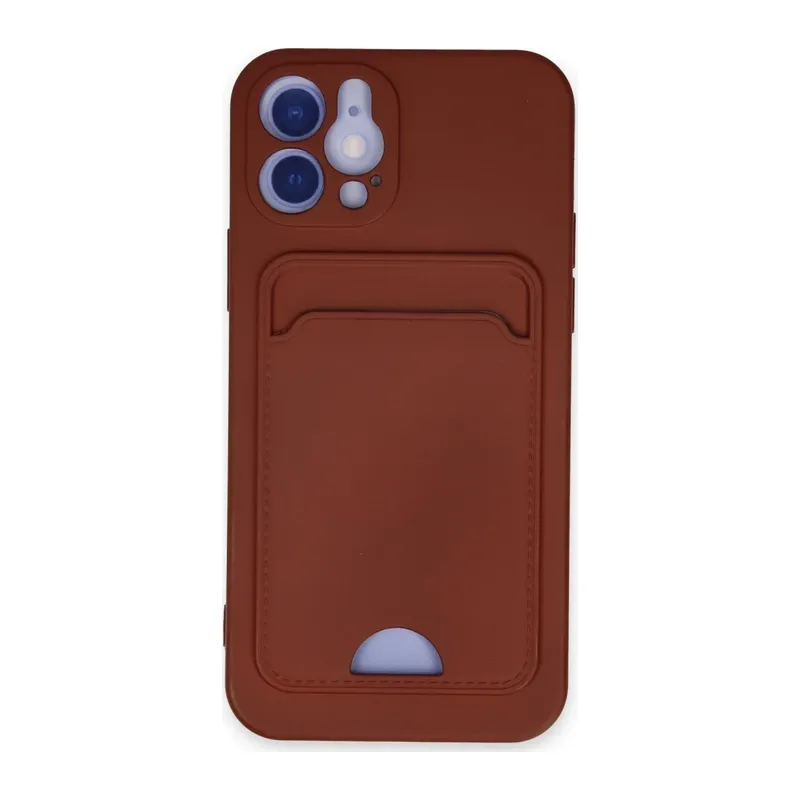 iPhone 12 Kılıf Kelvin Kartvizitli Silikon - Bordo