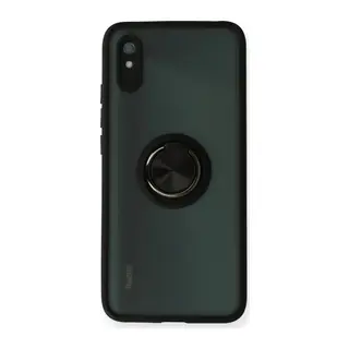 Redmi 9A Kılıf Montreal Yüzüklü Silikon Kapak - Siyah