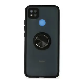 Redmi 9C Kılıf Montreal Yüzüklü Silikon Kapak - Siyah