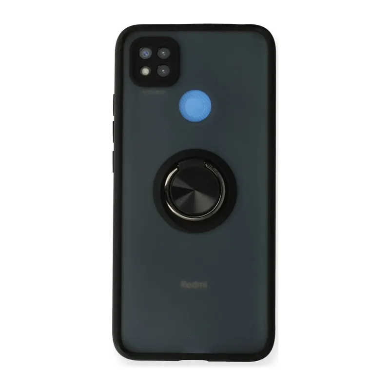 Redmi 9C Kılıf Montreal Yüzüklü Silikon Kapak - Siyah