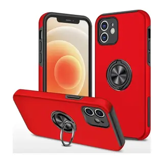 iPhone 12 Mini Kılıf Elit Yüzüklü Kapak - Kırmızı