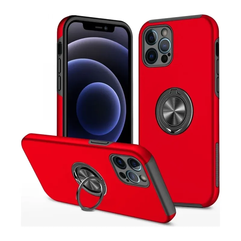 iPhone 12 Pro Max Kılıf Elit Yüzüklü Kapak - Kırmızı