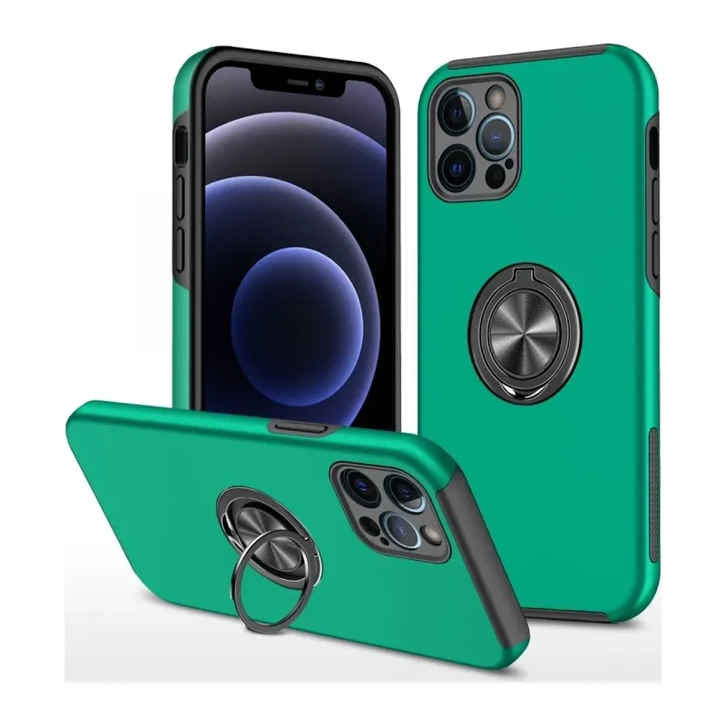 iPhone 12 Pro Max Kılıf Elit Yüzüklü Kapak - Yeşil