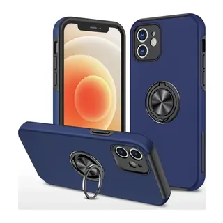 iPhone 12 Kılıf Elit Yüzüklü Kapak - Lacivert