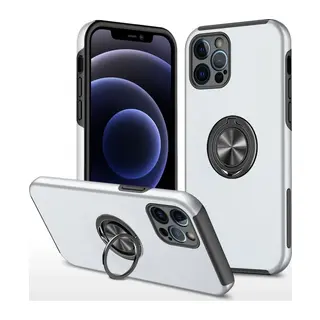 iPhone 12 Pro Kılıf Elit Yüzüklü Kapak - Gümüş