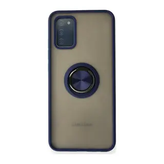 Samsung Galaxy A02S Kılıf Montreal Yüzüklü Silikon Kapak - Lacivert