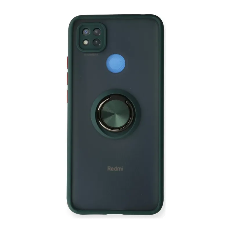 Redmi 9C Kılıf Montreal Yüzüklü Silikon Kapak - Yeşil