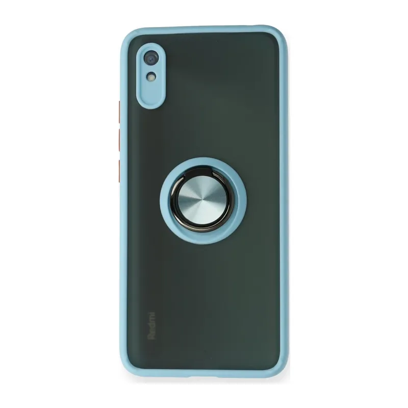 Redmi 9A Kılıf Montreal Yüzüklü Silikon Kapak - Buz Mavi