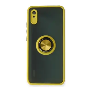 Redmi 9A Kılıf Montreal Yüzüklü Silikon Kapak - Sarı