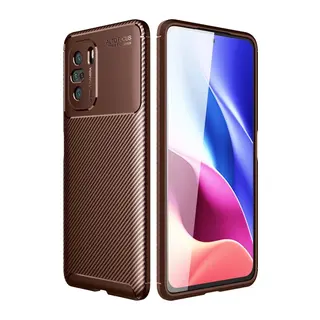 Poco F3 Kılıf Auto Focus Karbon Kapak - Kahverengi