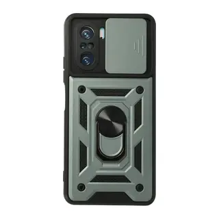 Poco F3 Kılıf Pars Lens Yüzüklü Silikon - Yeşil