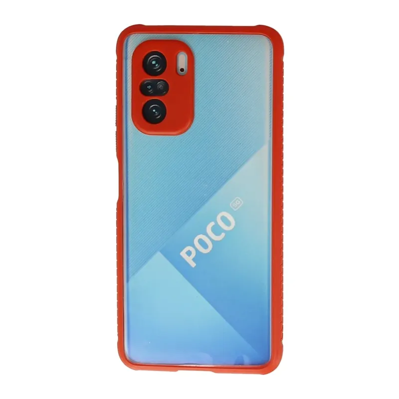 Poco F3 Kılıf Miami Şeffaf Silikon - Kırmızı