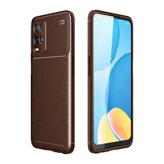 A54 4G Kılıf Auto Focus Karbon Kapak - Kahverengi