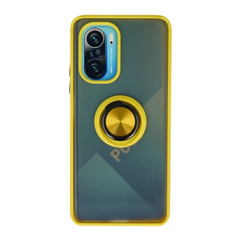 Redmi K40 Kılıf Montreal Yüzüklü Silikon Kapak - Sarı