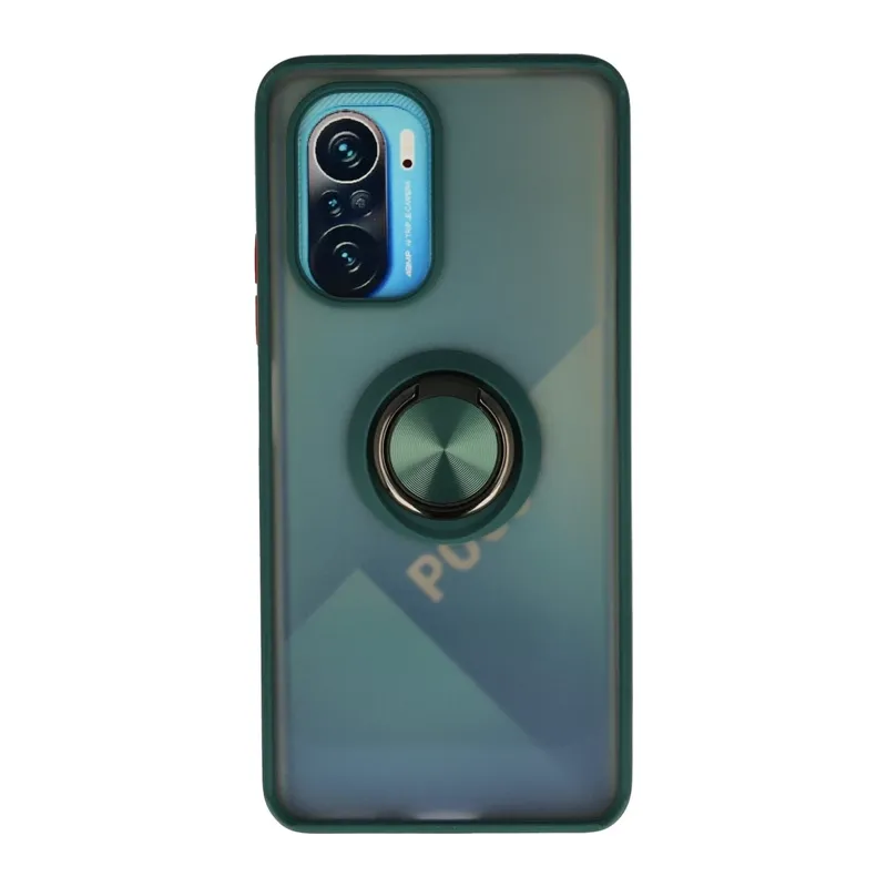 Redmi K40 Kılıf Montreal Yüzüklü Silikon Kapak - Yeşil