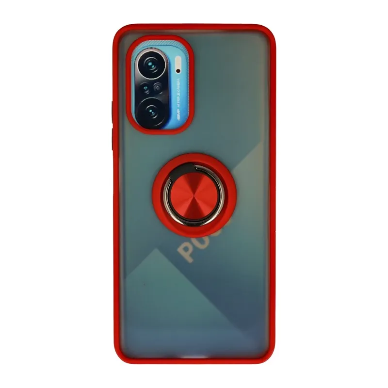 Redmi K40 Kılıf Montreal Yüzüklü Silikon Kapak - Kırmızı