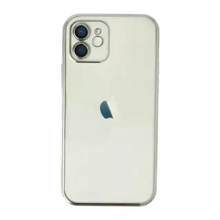 iPhone 12 Kılıf Lensli Silikon - Gümüş