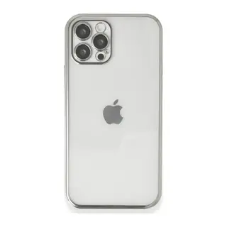 iPhone 12 Pro Kılıf Lensli Silikon - Gümüş