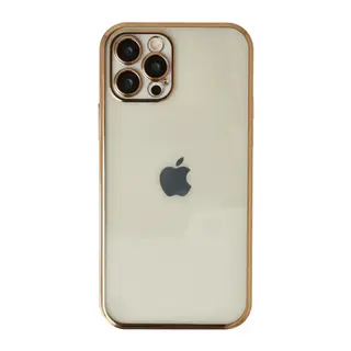 iPhone 12 Pro Max Kılıf Lensli Silikon - Gold