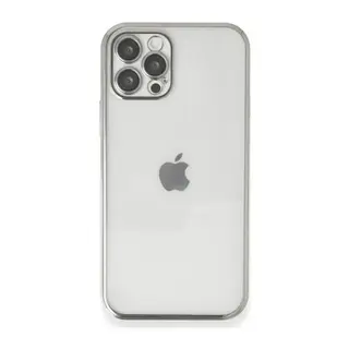 iPhone 12 Pro Max Kılıf Lensli Silikon - Gümüş