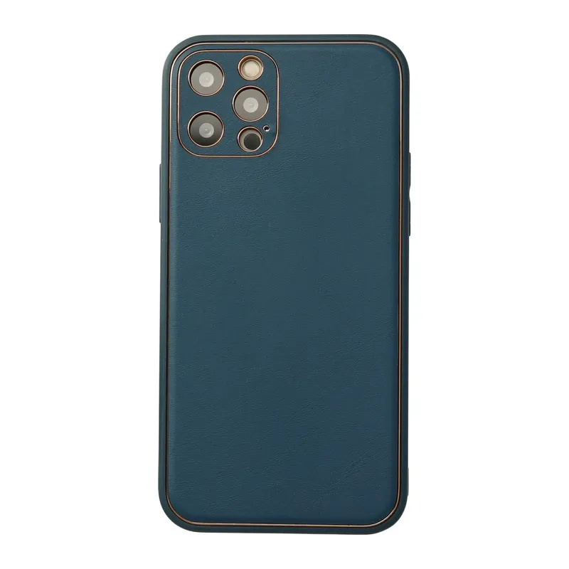 iPhone 12 Pro Max Kılıf Coco Deri Silikon Kapak - Mavi
