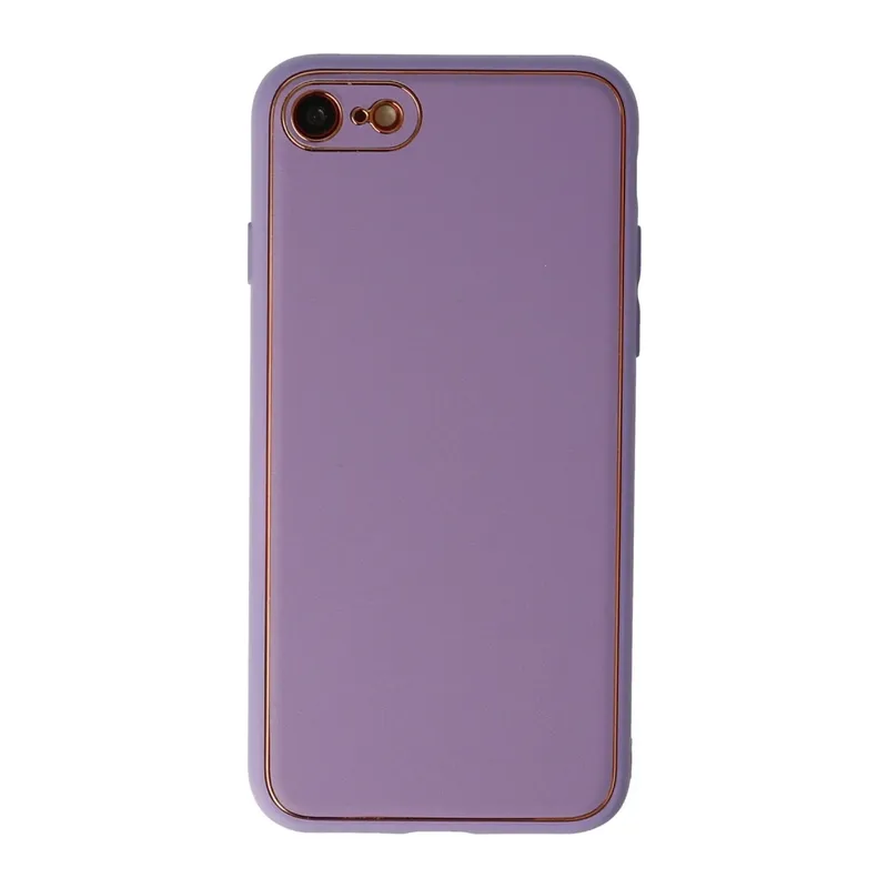 iPhone 7 Kılıf Coco Deri Silikon Kapak - Lila