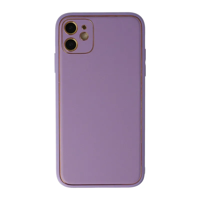 iPhone 12 Kılıf Coco Deri Silikon Kapak - Lila