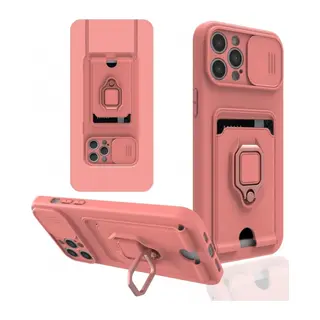 iPhone 12 Pro Max Kılıf Zuma Kartvizitli Yüzüklü Silikon - Pembe