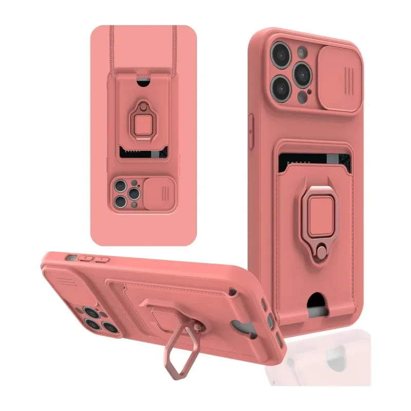 iPhone 12 Pro Max Kılıf Zuma Kartvizitli Yüzüklü Silikon - Pembe