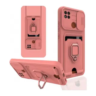 Redmi 9C Kılıf Zuma Kartvizitli Yüzüklü Silikon - Pembe