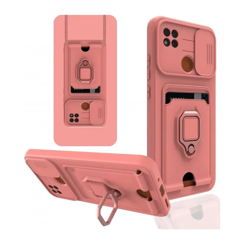 Redmi 9C Kılıf Zuma Kartvizitli Yüzüklü Silikon - Pembe