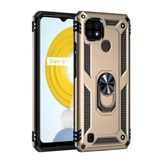 Realme C21 Kılıf Sofya Yüzüklü Silikon Kapak - Gold