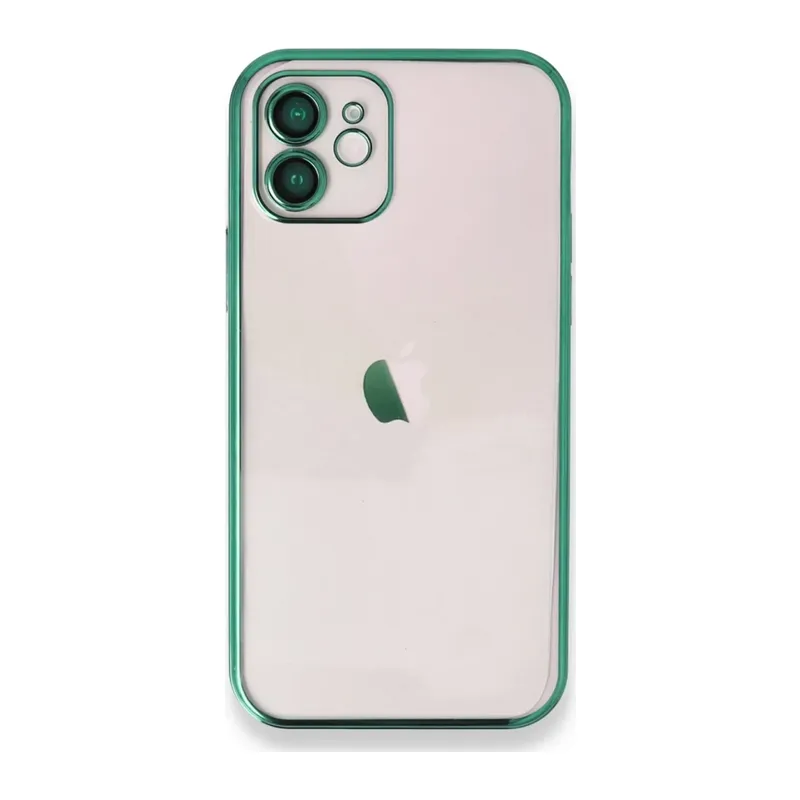 iPhone 12 Kılıf Lensli Silikon - Yeşil