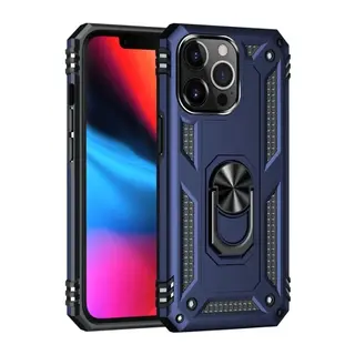 iPhone 13 Pro Max Kılıf Sofya Yüzüklü Silikon Kapak - Lacivert
