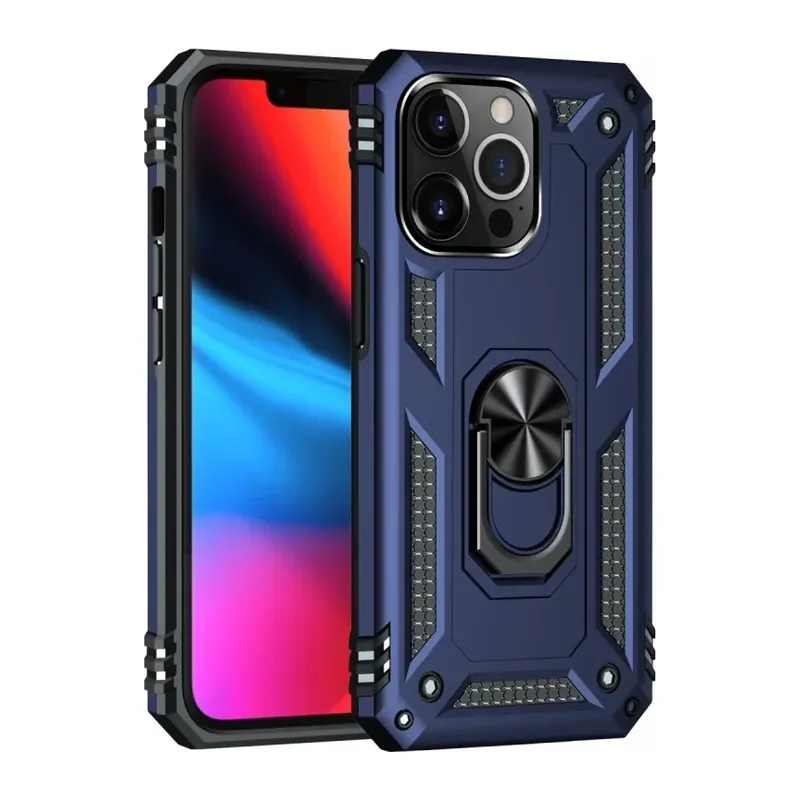 iPhone 13 Pro Max Kılıf Sofya Yüzüklü Silikon Kapak - Lacivert