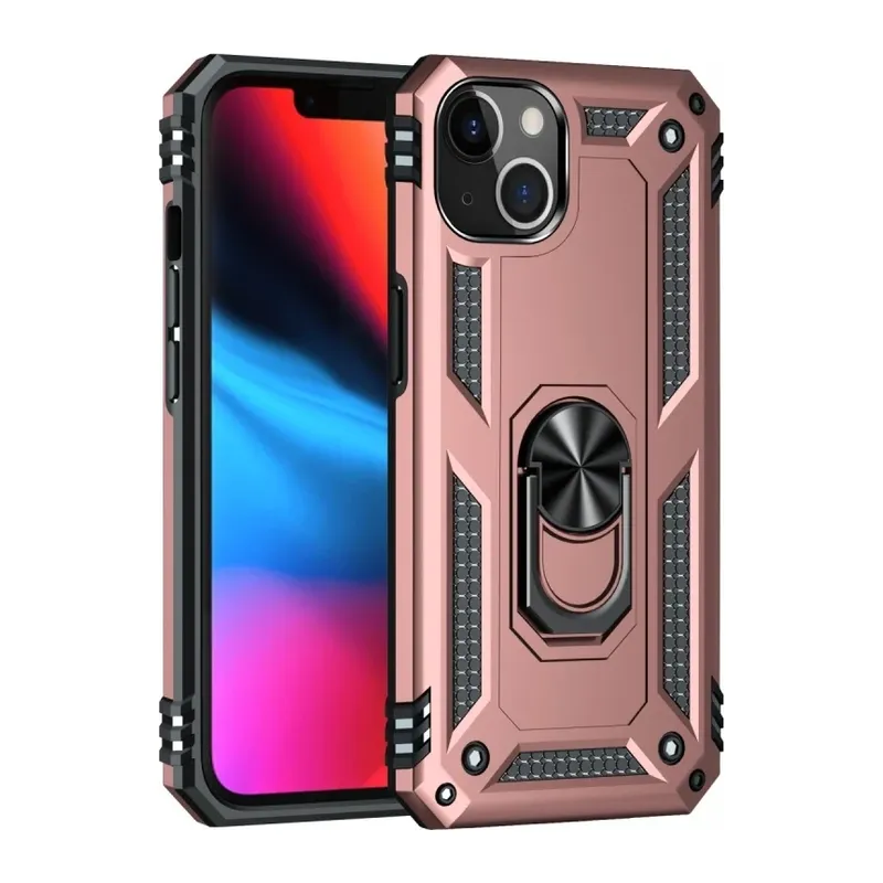 iPhone 13 Kılıf Sofya Yüzüklü Silikon Kapak - Rose