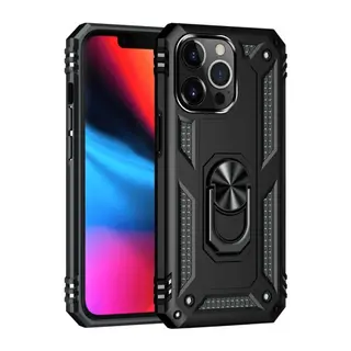 iPhone 13 Pro Kılıf Sofya Yüzüklü Silikon Kapak - Siyah