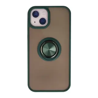 iPhone 13 Kılıf Montreal Yüzüklü Silikon Kapak - Yeşil