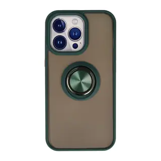 iPhone 13 Pro Kılıf Montreal Yüzüklü Silikon Kapak - Yeşil