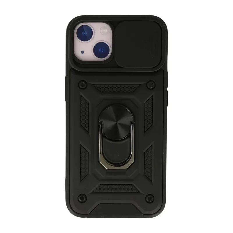 iPhone 13 Kılıf Pars Lens Yüzüklü Silikon - Siyah