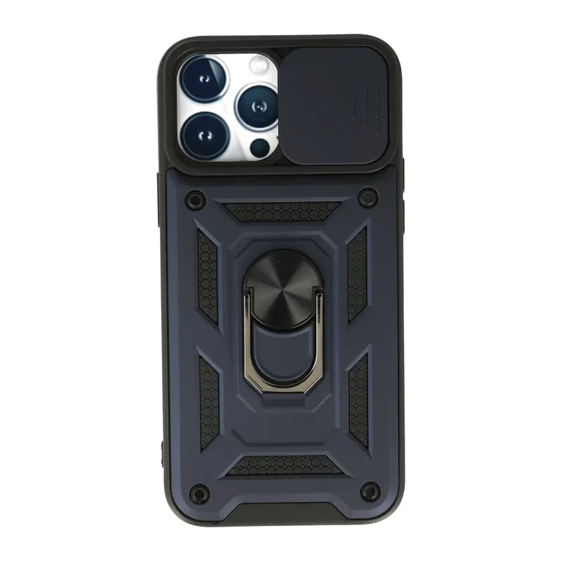 iPhone 13 Pro Kılıf Pars Lens Yüzüklü Silikon - Lacivert