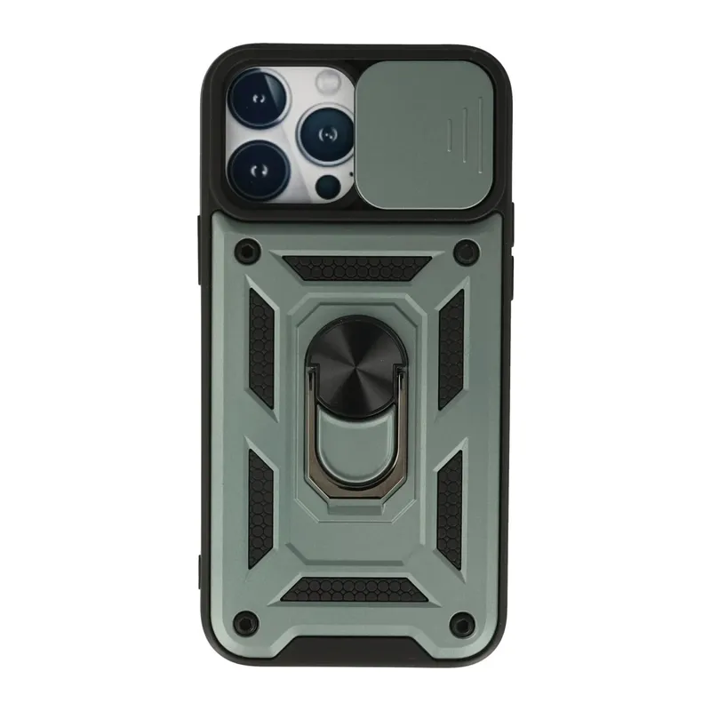 iPhone 13 Pro Kılıf Pars Lens Yüzüklü Silikon - Yeşil