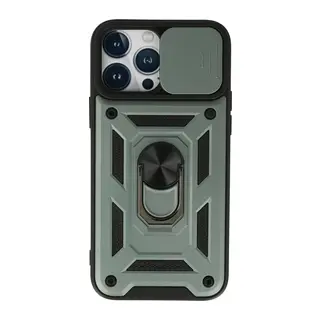 iPhone 13 Pro Max Kılıf Pars Lens Yüzüklü Silikon - Yeşil
